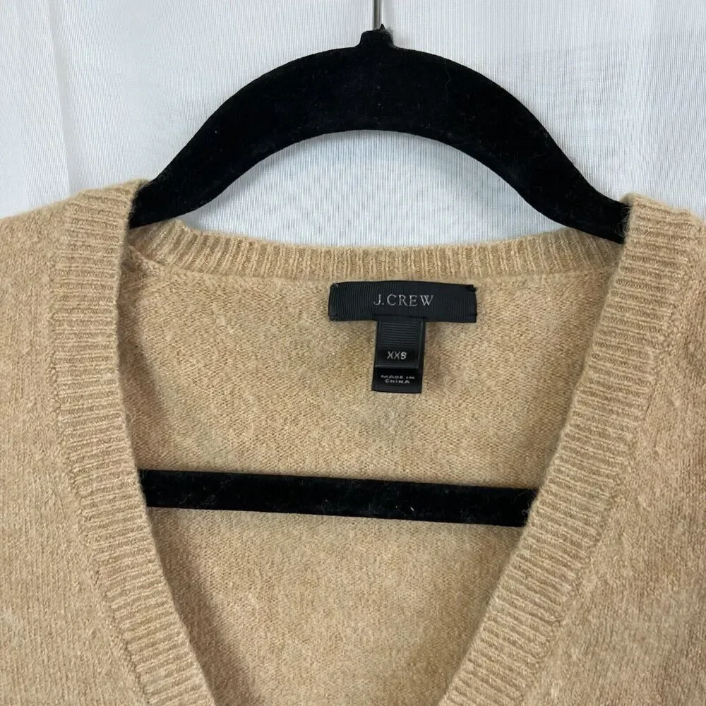 J Crew merino wool alpaca blend v neck pocket sweater XS oversized relaxed